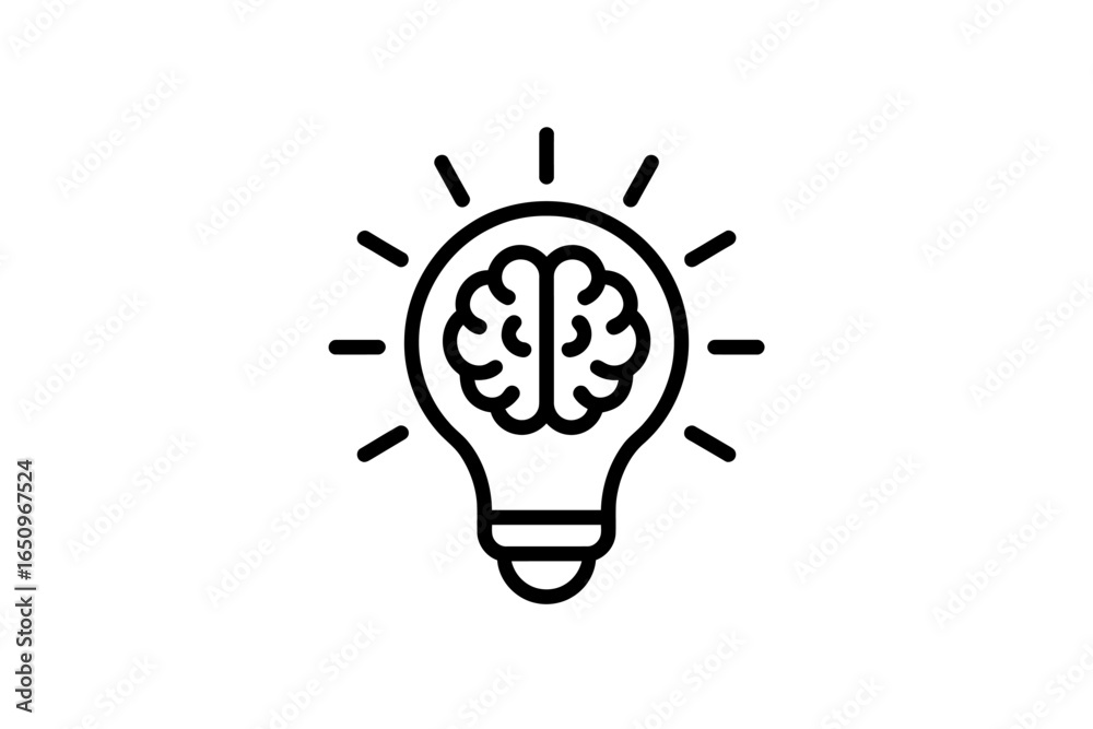 Fototapeta premium Creative Idea Generation with Brain Inside Lightbulb Symbolizing Innovation and Bright Thinking for Problem Solving