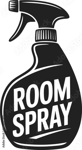 Room spray bottle, cleaning solution spray, air freshener dispenser, odor eliminator container in vintage engraved style