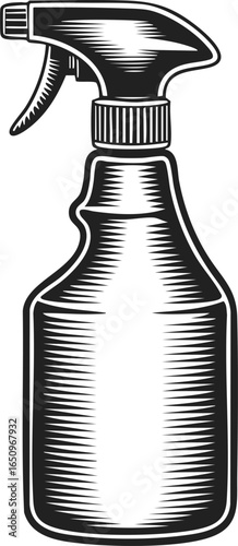 Room spray bottle, cleaning spray, household cleaner, versatile spray tool in vintage engraved style
