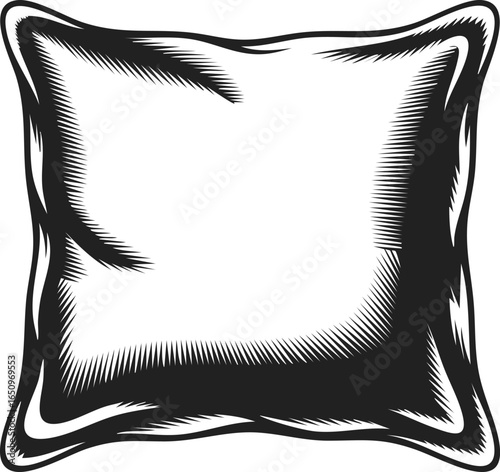 Silk pillowcase, decorative cushion, soft pillow, home decor accessory, vintage engraved style illustration capturing elegance and comfort