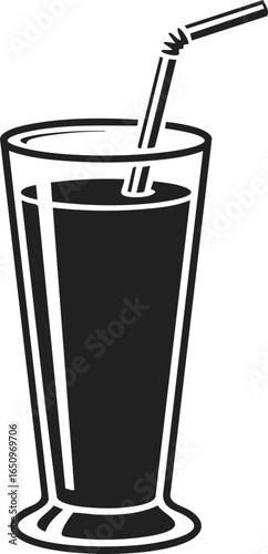 Smoothie glass, tall beverage container, refreshment vessel, drinking glass, beverage with straw design