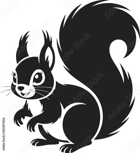 Squirrel, playful rodent with bushy tail, charming woodland creature, perfect for outdoor themes, nature illustrations, and playful designs