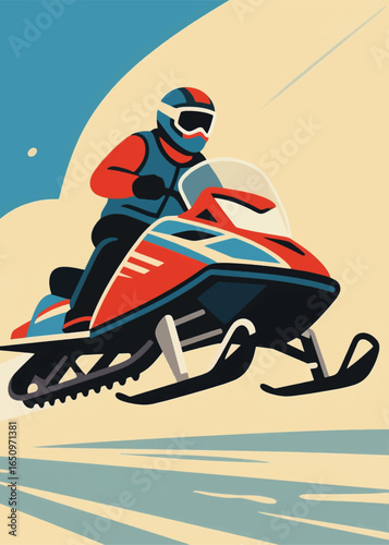 geometric modern snowmobile jump Illustrator Artwork design template poster