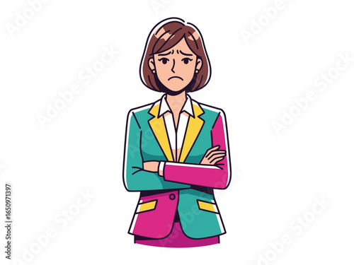 Expression of Weariness: An illustrative depiction captures the weary emotions of an office worker, standing with arms crossed.