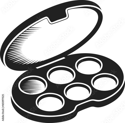 Watercolor paint palette, artist supplies, color mixing tool, round paint container, creative artistry accessory