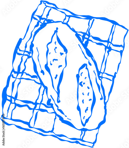Hand-drawn sketch of a loaf of bread, sliced and ready to eat, representing simple, wholesome food.
