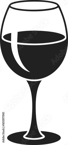 Wine glass, stemmed glass, beverage container, red wine chalice, vintage drinking vessel, classic barware, elegant glassware design, engraved style illustration