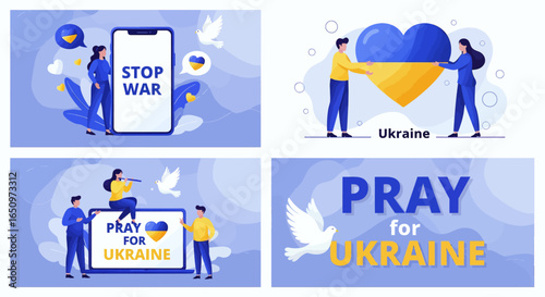 Pray for Ukraine Stop War Peace Support Freedom Hope Solidarity Humanitarian Aid