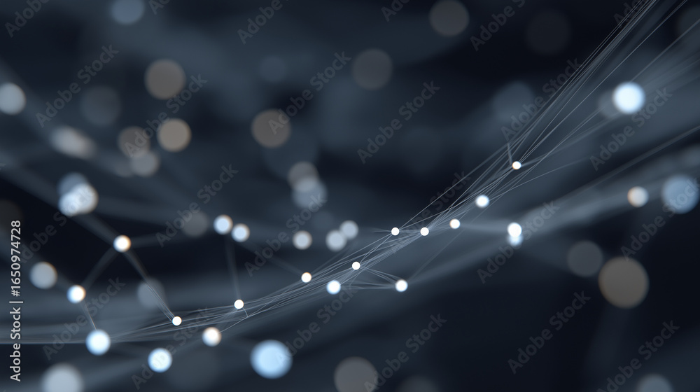 Obraz premium Abstract Geometry of Machine Learning with Labeled Nodes and Pathways