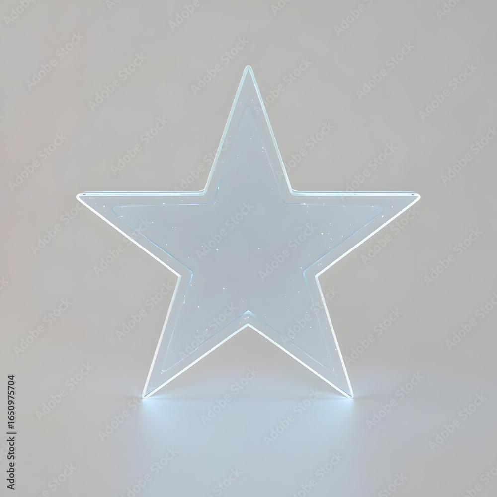 Fototapeta premium Futuristic Glowing Star Hologram with Soft White Backdrop