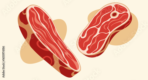 Tender marbled raw meat cuts beef steaks for grilling delicious