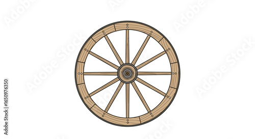 Wooden wagon wheel rim spokes hub vintage old craftsmanship