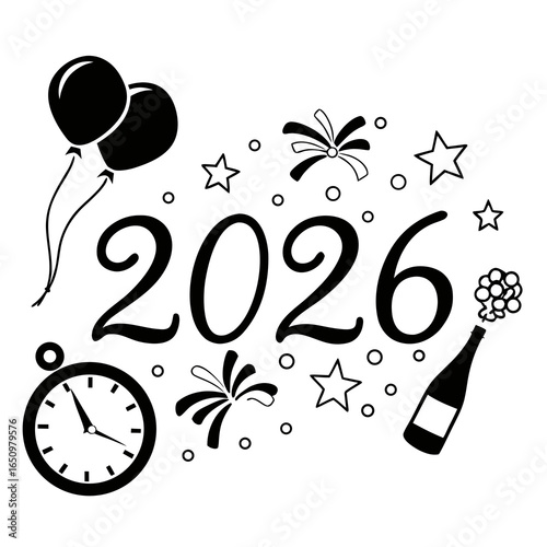 Festive celebration with balloons and champagne new year
