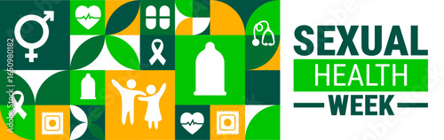 Sexual Health Week Geometric shape pattern background, banner, card or poster design template is observed every year during September, to raise awareness about the mission. Vector illustration.