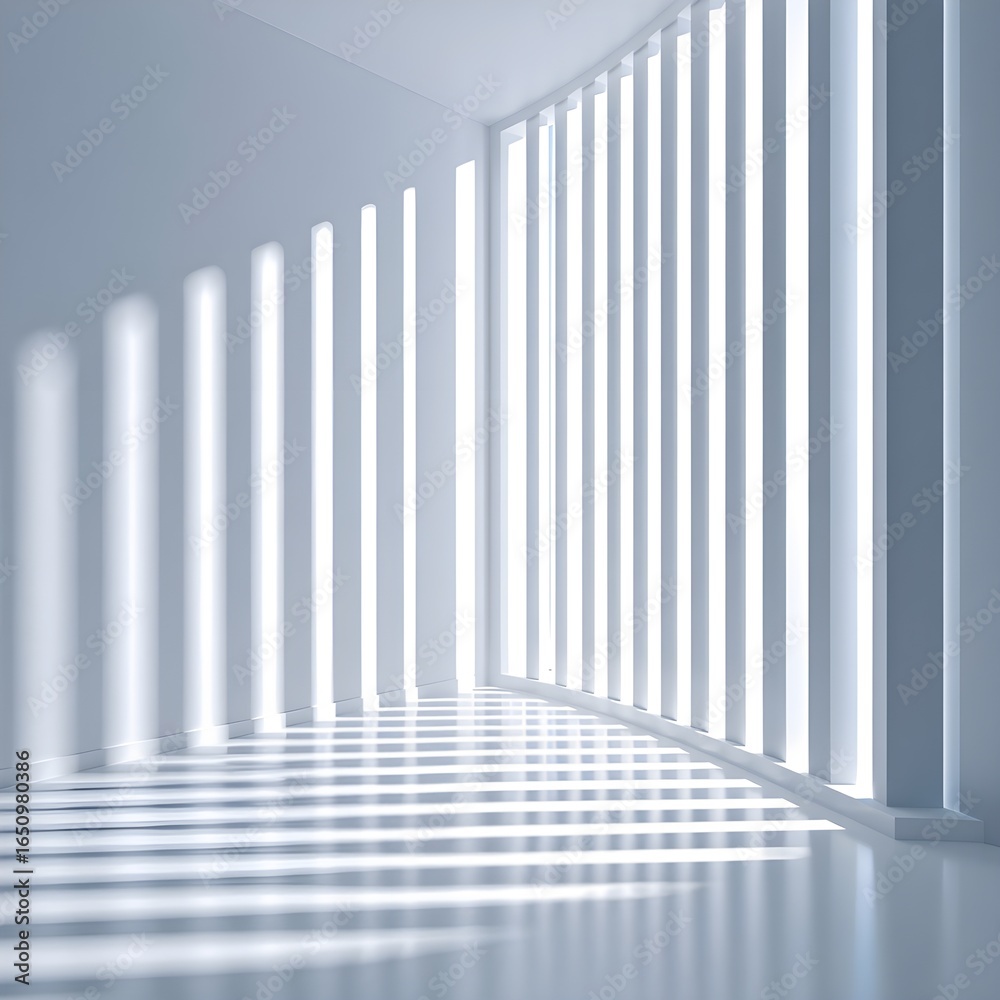Modern architectural interior with bright light and shadow patterns Modern architectural interior with bright light and shadow patterns