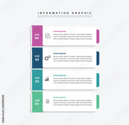 4 step infographic design. schedule concept with paper layout. can be used for workflow illustration