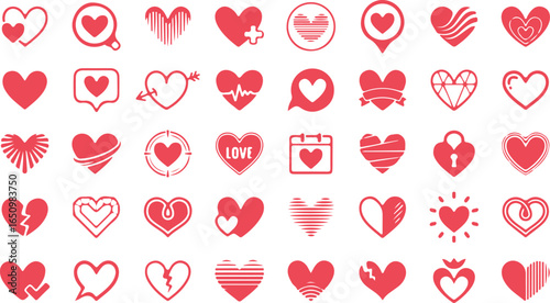 Red Heart Pattern Vector – Love, Romance, Valentine, Wedding, Background, Seamless, Cute, Symbol, Romantic, Shape, Passion, Illustration, Abstract, Icon, Design, Pattern, Decorative, Celebration