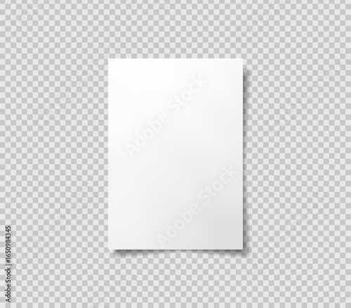 White paper file or folder mockup. A4 size paper mock up on isolated on white background. 3D illustration