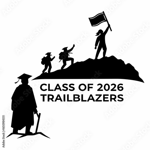 Graduation trailblazers climbing mountain flag class of 2026