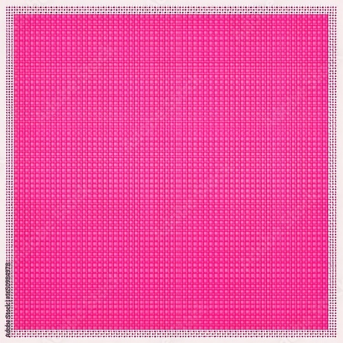 A vibrant hot pink, gridded fabric.  Bordered in light gray