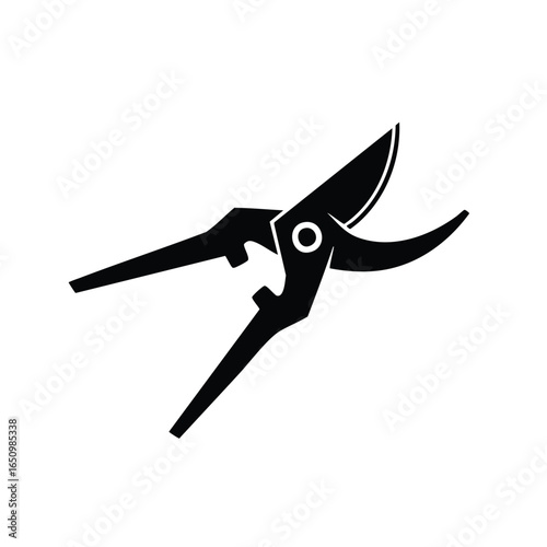 Gardening Pruning Shears Vector Icon Black Silhouette