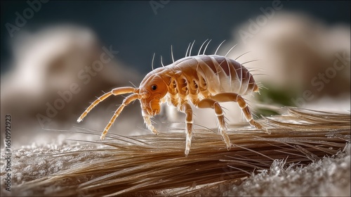 head louse clinging to a strand of human hair
