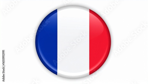 Circular button featuring vertical blue, white, and red stripes of the French flag. Free Download Circular button featuring vertical blue, white, and red stripes of the French flag. - GFXLoad