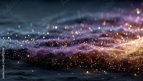 Abstract digital landscape of shimmering particles