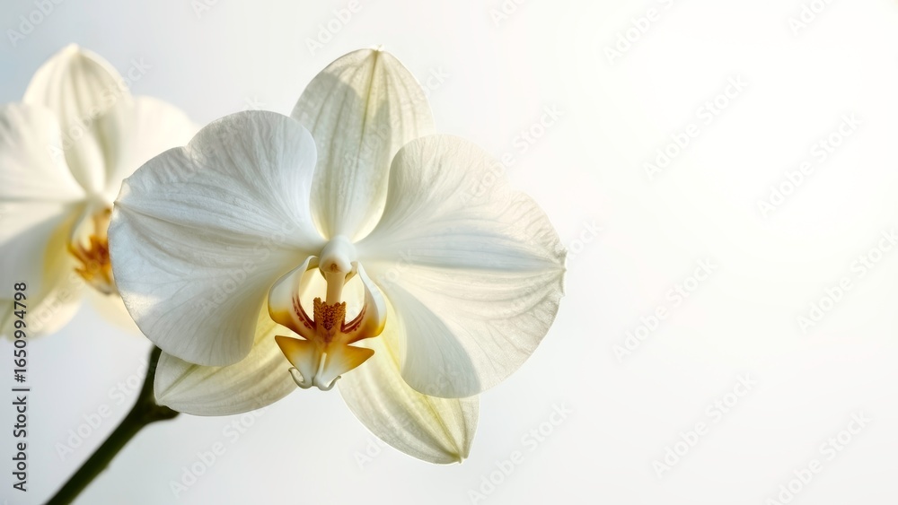 A close-up shot of a white orchid A close-up shot of a white orchid
