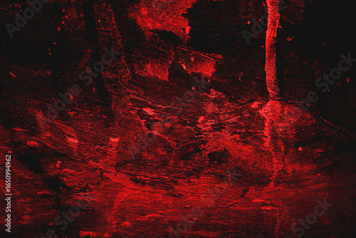 Cuadro en lienzo Dark picture of redlit cave walls, rocks, possible stalactites
