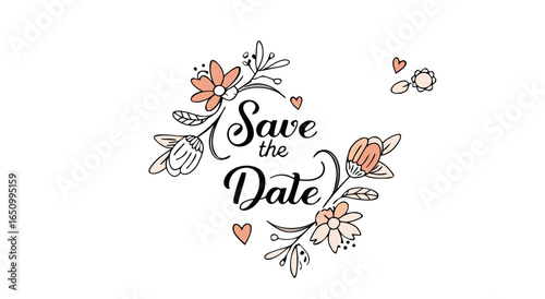 Elegant floral save the date wedding invitation announcement