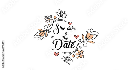 Elegant floral save the date wedding invitation announcement