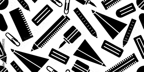 School Supply Silhouette Pattern – Pencils, Rulers, Erasers, Scissors