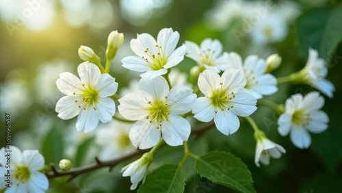 Close up shot of a small white flower