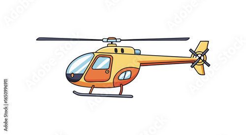 Flying high above in a bright yellow helicopter with a skilled pilot navigating the skies efficiently
