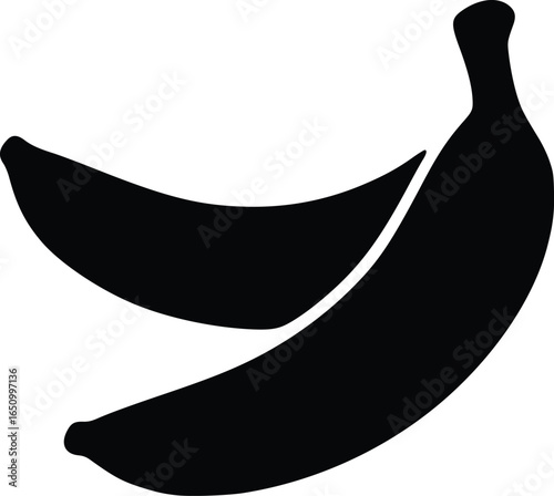 Two bananas are depicted in a black silhouette against a white background.