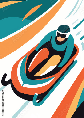 modern geometric luge skater Illustrator Artwork design template poster