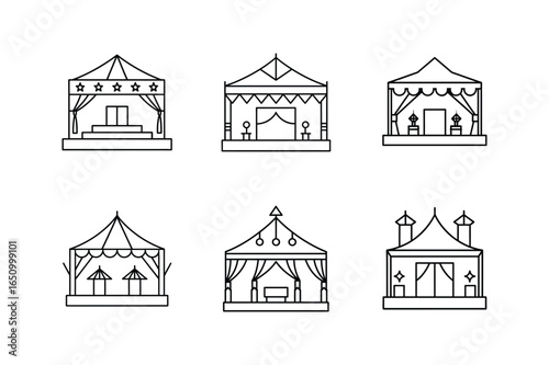festival stage line art vector illustration