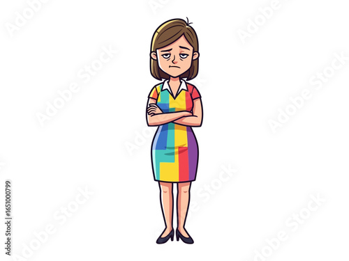Pride in color: Depicting a single person who proudly embraces the vibrant palette of a rainbow, radiating inclusivity, unity, and self-affirmation.