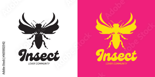 insect community vector logo, fully editable, great for eco branding and entomology societies.