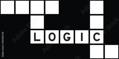 Alphabet letter in word logic on crossword puzzle background