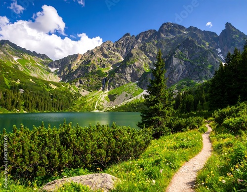 Scenic view of Morskie Oko lake in Tatra National Park, Poland, Europe
