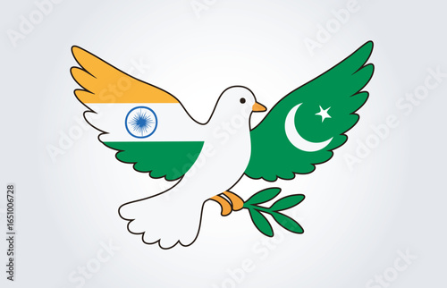 India Pakistan peace Pigeon Vector Template