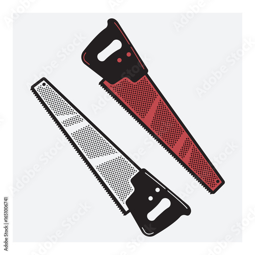 Vintage Hand Saw vector Illustration Isolated pop art halftone style