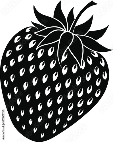 Simple Strawberry Fruit Vector Silhouette