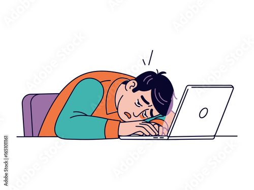 Overwhelmed by Work: This image captures a moment of utter exhaustion as a person collapses onto their desk in a moment of burnout amidst the pressures of work life.