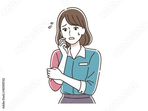 Woman in State of Anxiety: An illustration of a woman with an overwhelmed expression on her face shows stress and anxiety as a mental state
