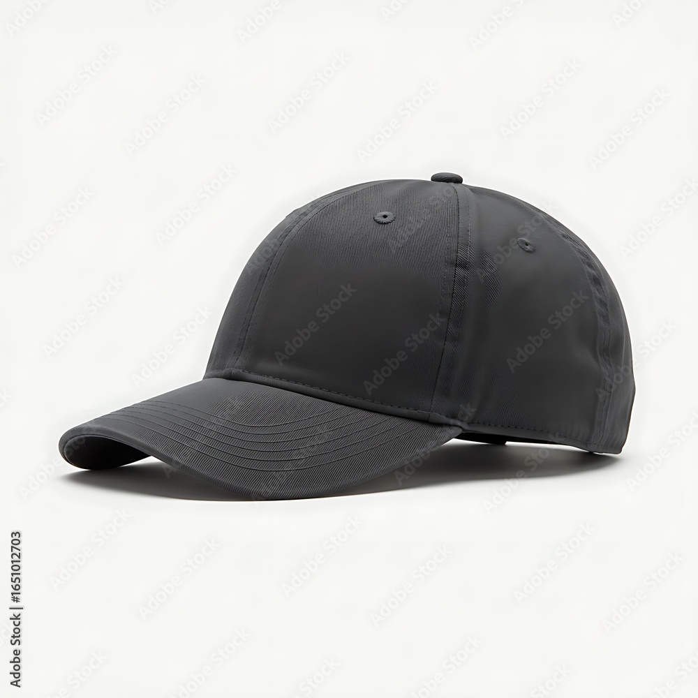 Fototapeta premium Gray baseball cap, flat bill, simple design, neutral color, casual style.