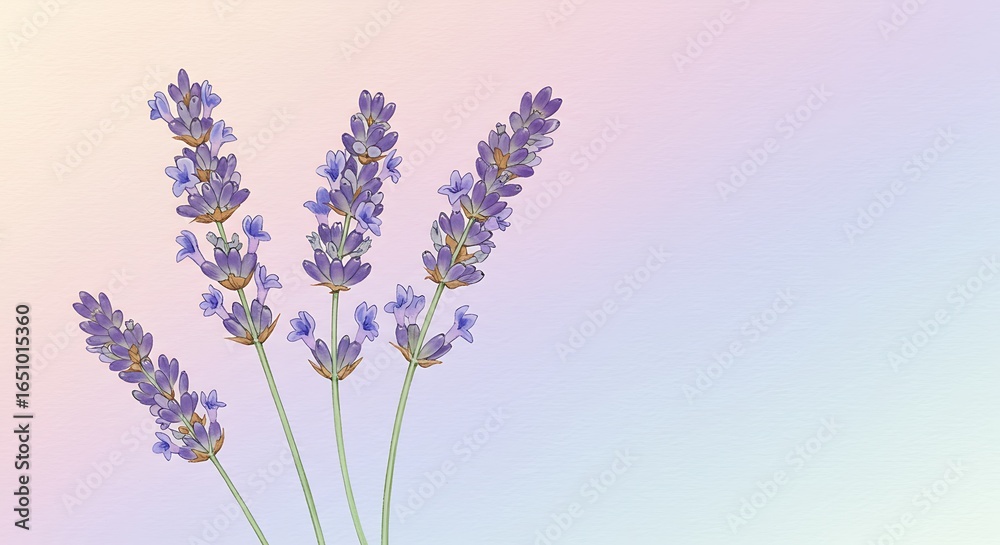 Naklejka premium A Bunch Of Lavender Flowers On A Paste Background
