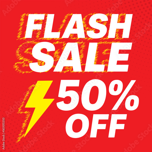 Wallpaper Mural Red flash sale banner with 50% off promotion. Torontodigital.ca